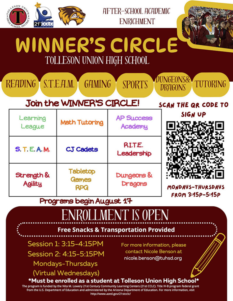 Winner's Circle Tolleson Union High School flyer