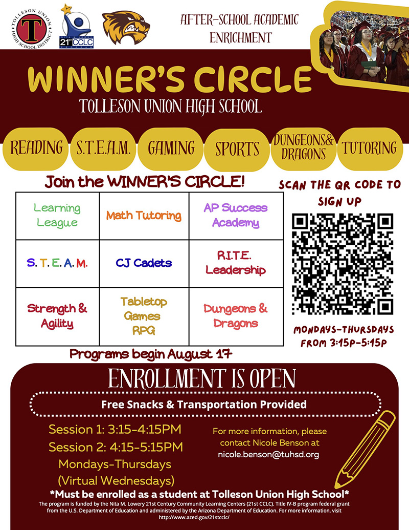 Winner's Circle Tolleson Union High School flyer
